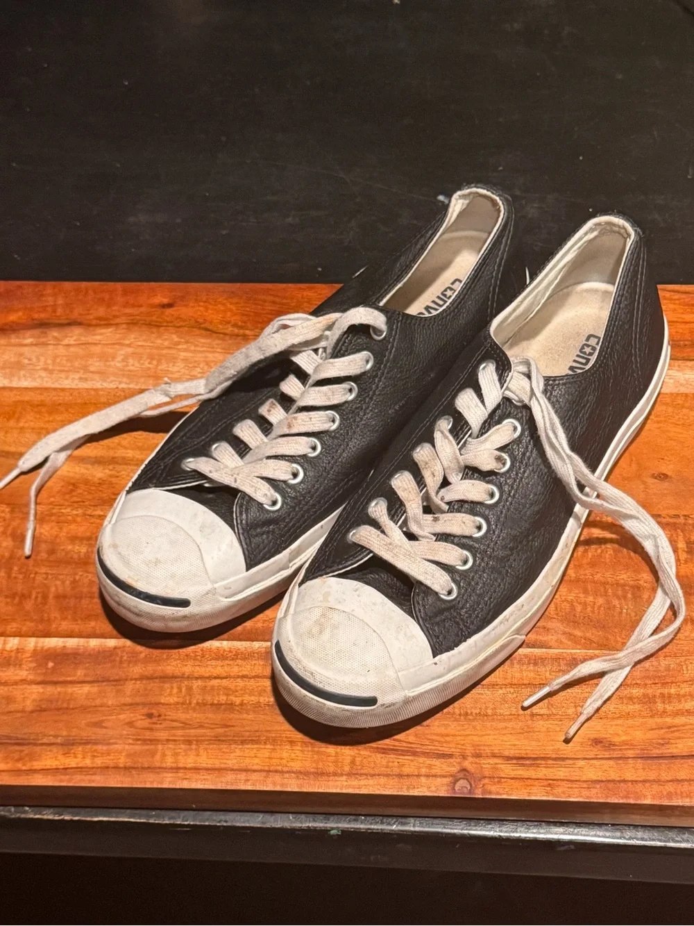 SOLD‼️Converse Unisex Jack Purcell Ox Leather Low Top Black/White1S962 Men’s 9.5 - Picture 5 of 8